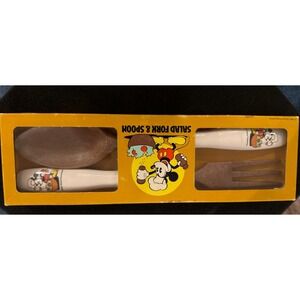 Vintage Walt Disney‎ Productions Mickey Mouse Salad Fork and Spoon Made in Japan